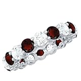 Round 3mm Garnet Natural Gemstone 925 Sterling Silver Eternity Band Ring for Women | Wedding, Engagement Bridal Rings | Graduation Gift_7