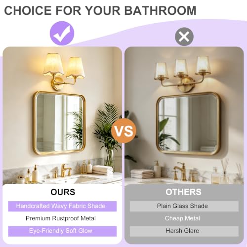 Image of Bathroom Vanity Lights 14 inch Dimmable Gold Vanity Lighting 2-Light