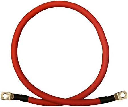 2 AWG Gauge Red + Black Pure Copper Battery Inverter Cables Solar, RV, Car, Boat 12 in 5/16 in Lugs — view 4