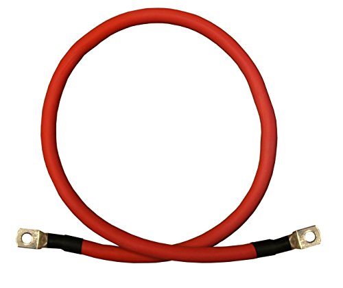 2 AWG 2 Gauge Single Red 3 feet w/ 5/16" + 3/8" Lugs Pure Copper Battery Inverter Cables for Solar, RV, Auto, Marine Car, Boat by WindyNation - Used condition - US$20.87