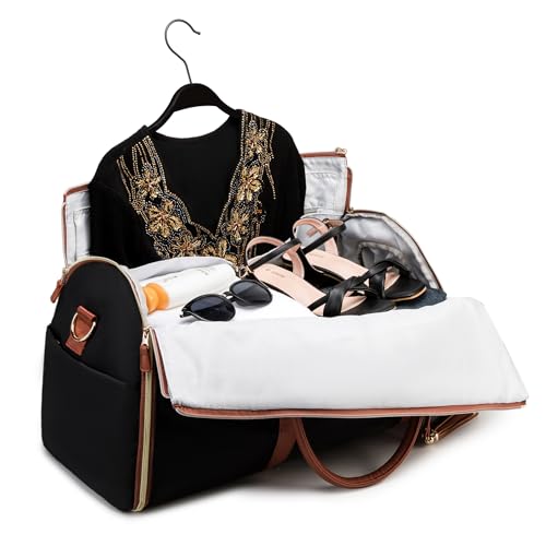 Kinmac 3 in 1 Foldable Garment Bag for Travel, Large Capacity Travel Duffel Bag with Shoe Pouch for Suit and Dress (Black)3