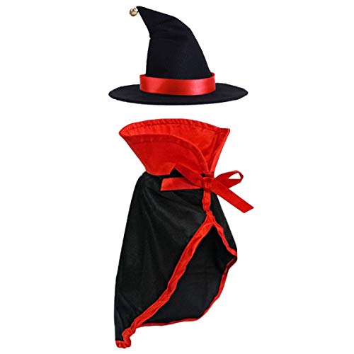 LAWOHO Pet Halloween Costume - Vampire Cloak and Wizard Hat for Holiday Cosplay Party Pet Apparel Suit Cute Kitten Puppy Cape Clothes Suitable for Small Cat Dog Parrots 2 Packs Red Black Decorations