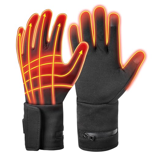 Heated Gloves for Man Women for Touchsreen, Rechargeable Motorcycle Electric Heated Gloves Liners, Heating Work Ski Gloves with 2 Batterie for Hunting, Skiing, Fishing, Camping, Snowboarding, Size S