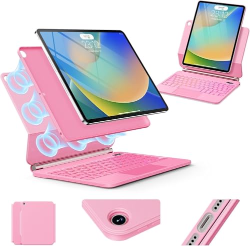 Image of for iPad 9th Generation Case with Keyboard,Magic Style Keyboard Case for iPad 9th /8th /7th Gen 10.2 inch - Floating Cantilever Magnetic Stand Multi-Touch Trackpad (Pink)