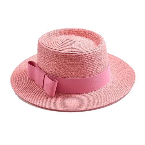 Women Spring Summer Straw Sun Hats Ribbon Bow Jazz Hats Outdoor Travel Beach Visor Cap Peach pnnrk 56-58CM
