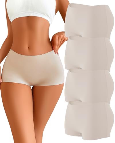 Image of CUTE BYTE Womens Seamless Boy Shorts Underwear Soft Stretch No Show Boxer Shorts Briefs Panties for Ladies 4 Packs