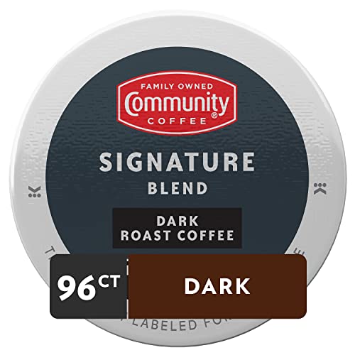 Image of Community Coffee Signature Blend 96 Count Coffee Pods, Dark Roast, Compatible with Keurig 2.0 K-cup Brewers, 24 Count (Pack of 4)