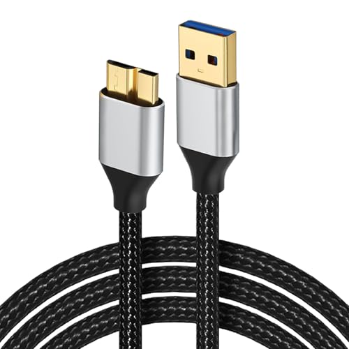 Bgfaquri Câble USB 3.0 Mâle A vers Micro B 3.0, Câble de Disque Dur 5Gbps, Tressé Nylon Renforcé, Compatible avec Disque dur Externe WD, Toshiba Canvio,...