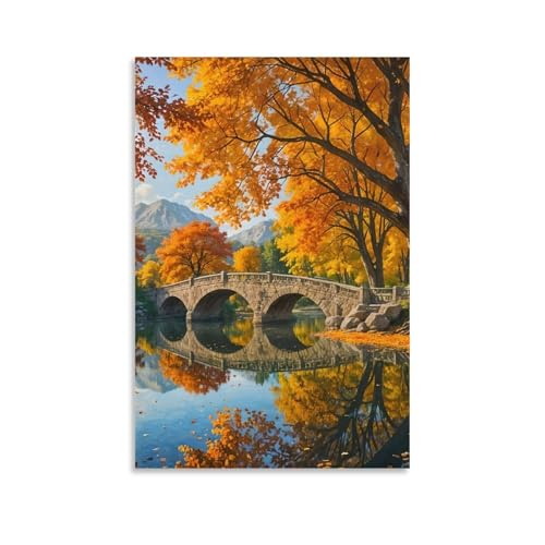 Peinture sur toile de pont en automne pour salon et chambre