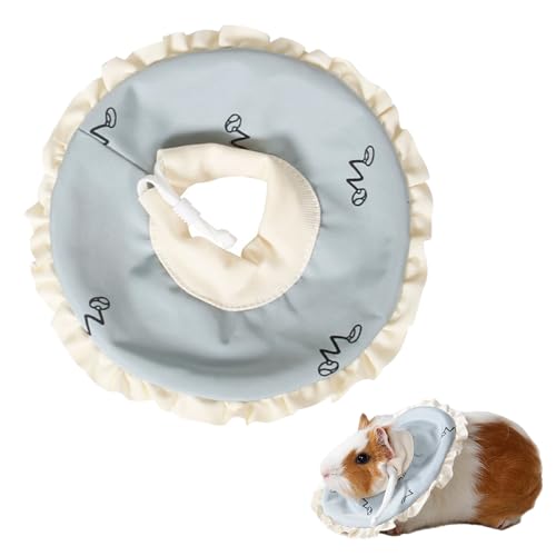 Image of Hamster Recovery Protection Cone After Surgery - Small Animals Adjustable Collar for Rat, Bird, Rabbit, Guinea Pig - Anti-Lick, Anti-Bite Pet Elizabeth Collar (Printed Blue, L)