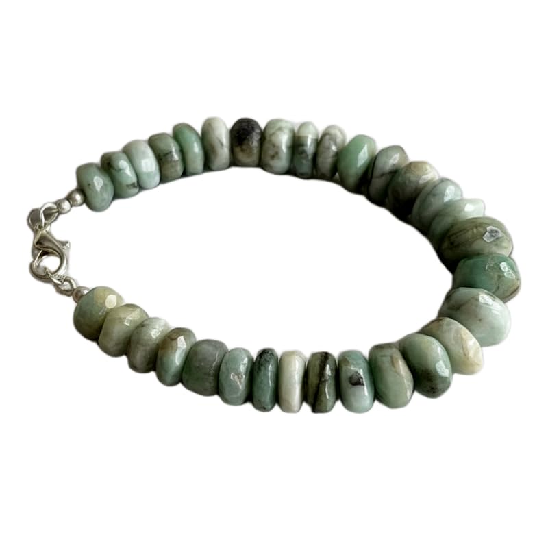 Bracelet émeraude naturelle 18cm bijou fait main en pierre à facettes verte