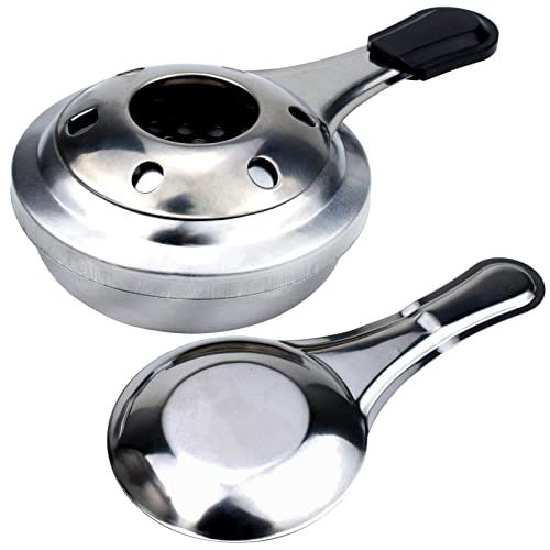 ZJchao Mini Estufa de Alcohol, Marco Ajustable de Acero Inoxidable con Antiescaldado para Acampar Al Aire Libre, Senderismo, Fondue Hotpot (Acero Inoxidable)