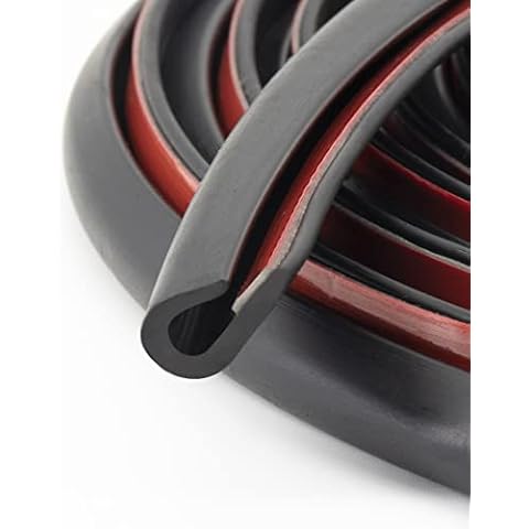 Edge Trim-Rubber U Channel Length with self-Adhesive Design for car Doors, Table Corners, etc (19.7FEET, Black) Cover