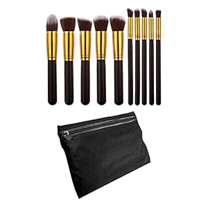 Kit 10 Pincéis Maquiagem Pincel Kabuki Estojo Profissional - 8 41B0gtJ AYL. SS300