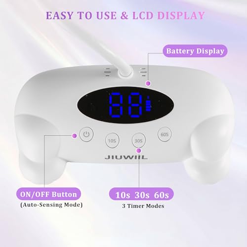 U V LED Nail Lamp, JIUWIIL U V Light for Gel Nails with 24 Beads Curing lamp 3 Timer Nail Dryer, LCD Display, Auto Sensor, Fast Curing Goosenecks Lamp for Gel Polish for Advanced DIY at Home (White) — view 5