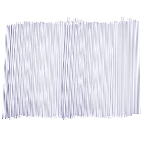 Image of Comfy Package [200 Pack] Flexible Disposable Plastic Drinking Straws - 7.75 inchHigh - Assorted Colors Striped (Clear - 7.75'')
