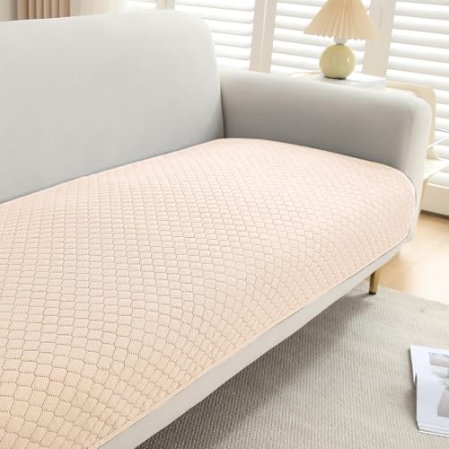 Image of HOKIPO Quilted Sofa Cover Mat for 2 Seater Sofa, Beige (NEW-IN-720-BGE)
