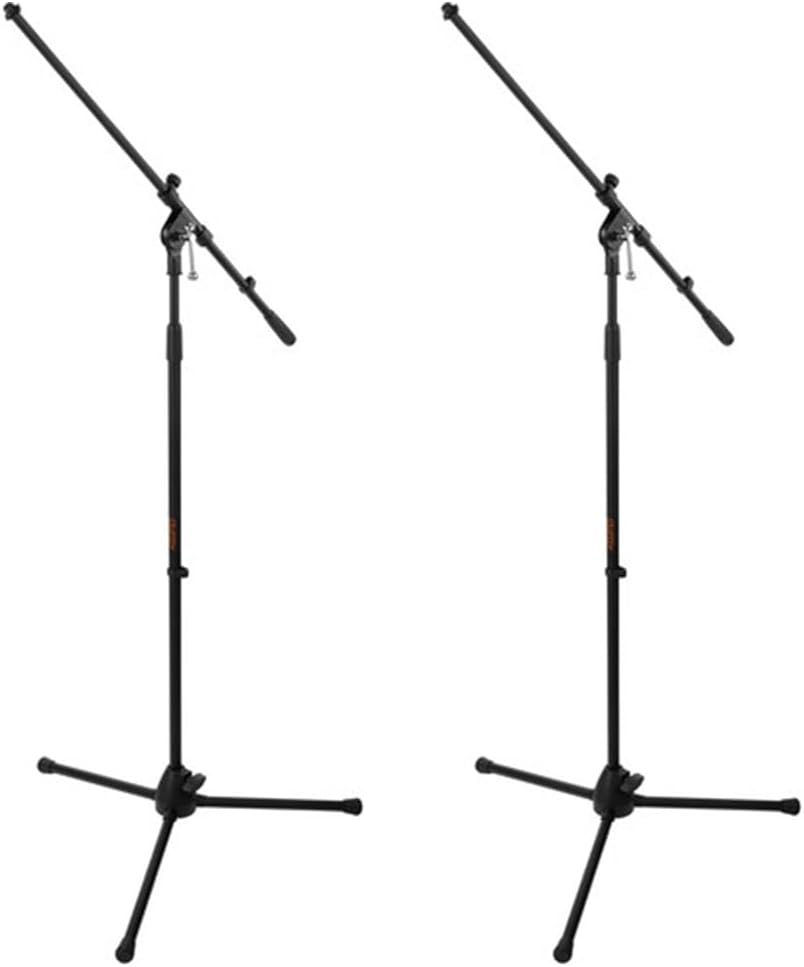 Two Auray MS-5230F Tripod Microphone Stands with fixed booms