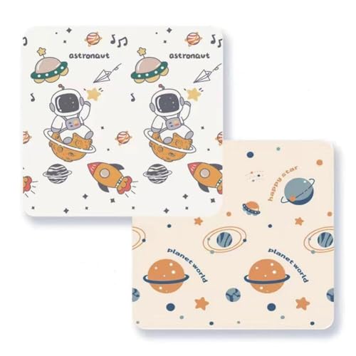 Aoasious プレイマット 折りたたみ 両面パターン 厚手 滑り止め 防水 防音 衝撃吸収 転倒防止 ベビーマット お昼寝マット 赤ちゃん・幼児向け 室内&屋外 大判 180×200×2cm 出産祝い (180x200x2.0CM,宇宙飛行士)