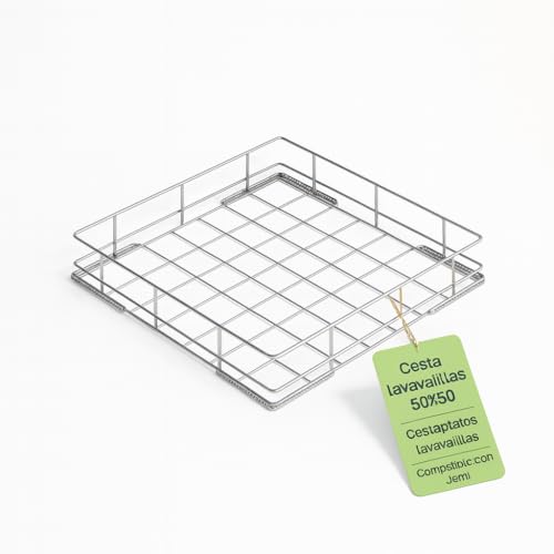 CubetasGastronorm ® Cesta Platos 500x500x95 Metalica Rejilla Lavavajillas Industrial 50x50 Recambio Profesional Compatible con Jemi hasta 16 Platos Lavaplatos Cocina 3502041