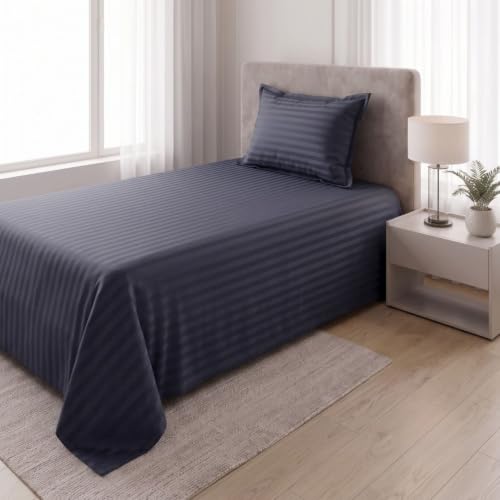 Image of Living Roots Glace Cotton 180 TC Single Bedsheet with 1 Pillow Cover |Single Size 60 x 90 Inches |Soft, Breathable & Durable |Fits Mattress up to 4 Inches |No Colour Bleeding (Purple)