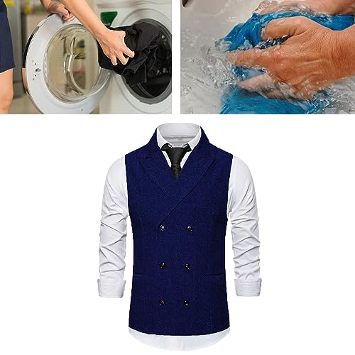 Double Breasted Mens Suit Vest with 6 Buttons Formal Business Herringbone Groom Waistcoat for Wedding Prom,Daily3