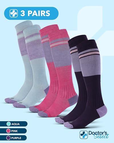 Image of Doctor's Select Bamboo Viscose Light Compression Socks for Women & Men - 3 Pairs, 8-15 mmHg Compression Socks, Knee High