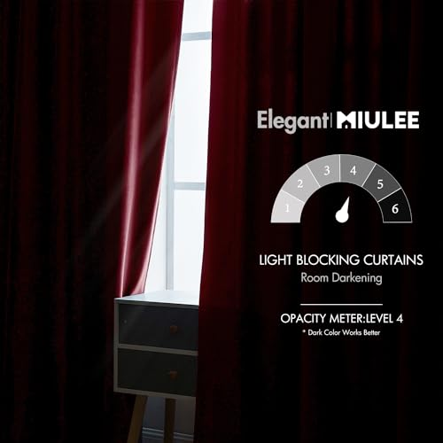 Image of MIULEE Velvet Curtains 52x96 inches 2 Panels Burgundy Red Blackout Curtains | Luxury, Bedroom Living Room, Thermal Insulated, Super Soft Christmas Window Drapes, Rod Pocket & Back Tab