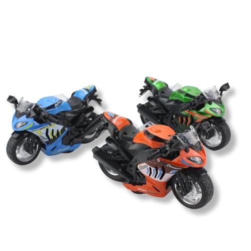 Moto de Fricção com Luz e Sons 1:12, Pneus de Borracha, Carcaça em Metal e Plástico, Bateria Inclusa