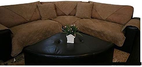 OctoRose ® Quilted Micro Suede Customised Sectional Sofa Throw Pad Furniture Protector Sold by Piece Rather Than Set (Camel, 35x70)