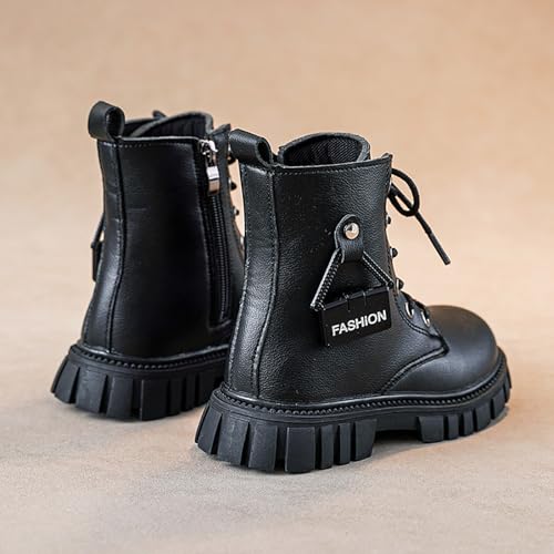 Girls White Lace Up Ankle Boots Girls Halloween Cosplay Boots Zipper Combat Booties Lug Sole (Little Kids/Big Kids)3