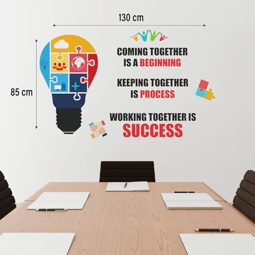 Image of StickMe 'Working to Gather is Success - Office Inspirational Motivational Quotes Wall Sticker' (Premium Large - 130 x 85 cm)