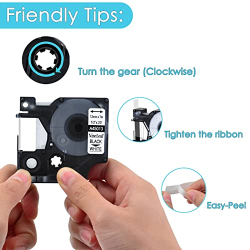 Nineleaf 3 Roll Black On White Cassettes Compatible For Dymo D1 45013 S0720530 Label Tape Replacement For Labelmanager 160 280 420P Pnp 220P 360D 450 210D Label Maker - 1/2 Inch X 23 Feet #TOP2
