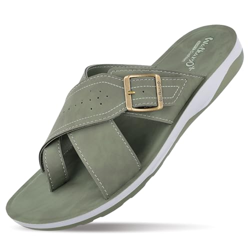Image of WALKAROO Men's Fashion Sandals with Cushion Sole, Toe Rings, Woven Straps with Buckle and Lightweight - WE1352