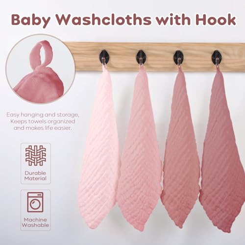 Yoofoss MM-D-016 Muslin Baby Washcloths 100% Cotton Face Towels 6 Pack Wash Cloths thumb #4