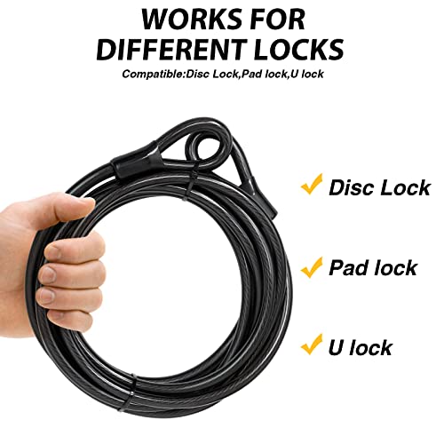 Alston Bike Cable Chain Locks 5M/16.4Ft Safety Cables Lock Loops Braided Steel Cable Coated With Double Lock Loops For Bicycle Luggage Ladder Boat Gate Motrobike #TOP1
