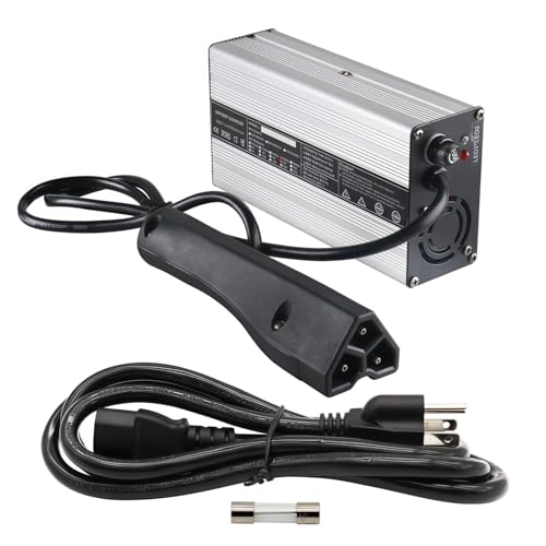 Nakkaa 48V Triangle 3-Pin Charger Compatible with Club Car DS 1995 Up EZGO RXV TXT 2008 Up with Plug Fuse