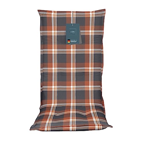 LILENO HOME Gartenstuhl Auflagen als [1er Set - Hochlehner] in Beige-Blau - Bequeme Liegen als Sitzauflagen für Gartenmöbel - Stuhlkissen für Gartenstühle und Klappstühle