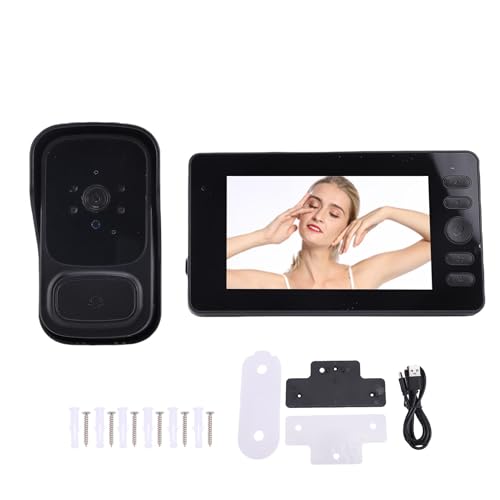 BuyWeek Timbre de Video Inalámbrico Timbre Inalámbrico con Cámara, 640 X 480 4,3 Pulgadas Impermeable para Doméstico