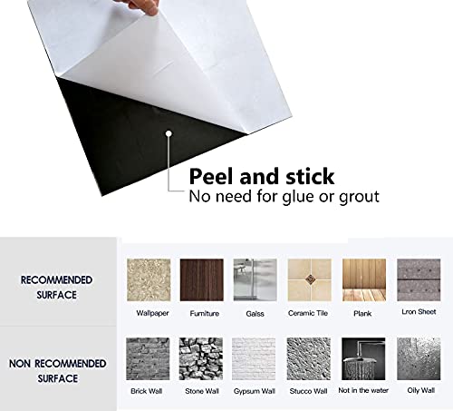 Xuaniny 10-Piece Self-Adhesive Metal Backsplash, Peel And Stick Tile For Kitchen Printed Aluminium Surface Backsplash(Light Fuchsia Print) #TOP5