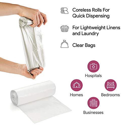 Image of 20-30 Gallon Clear Garbage Can Liners, 250 Count - Medium - Large Trash Can Liners - High Density, Thin, Lightweight, 10 Microns - For Office, Home, Hospital, Wastebaskets -10 Coreless Rolls