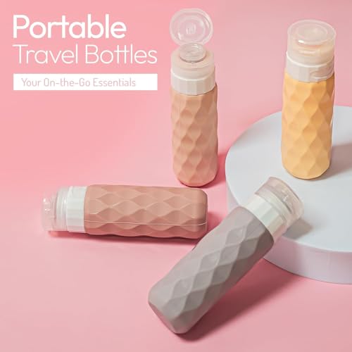 Image of 4Pcs Travel Bottle Set for Toiletries, Leak-Proof Travel Bottles, Travel Containers with Bag, Squeezable Travel Accessories for Lotion, Shampoo, Conditioner, Skincare (100ml 4 Toiletries Bottle)