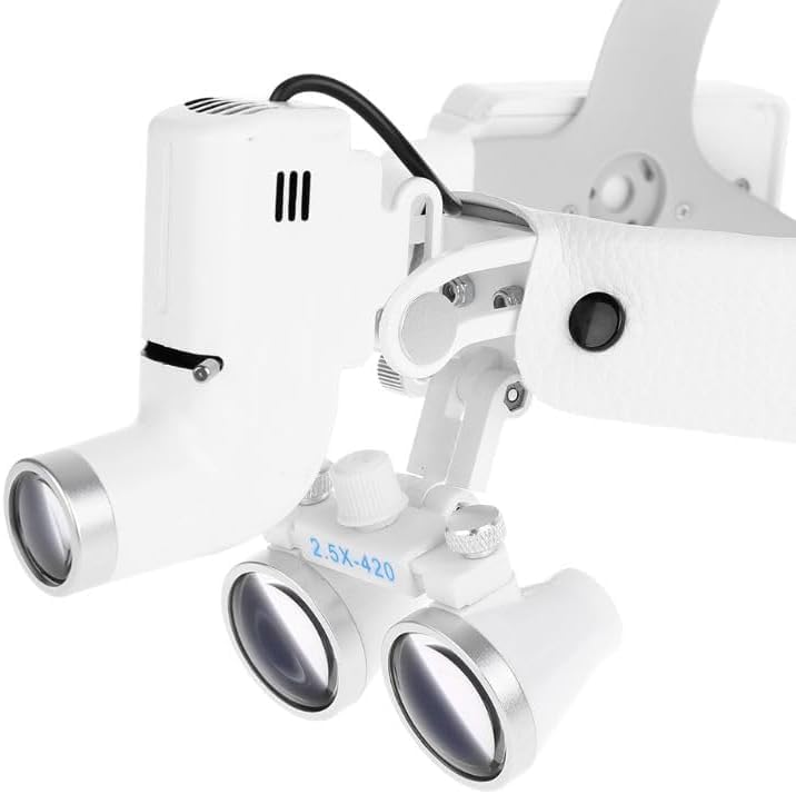 Close-up of loupes and light unit
