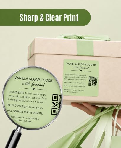 Image of SEZNIK Waterproof, Non-Tearable, Long Lasting Print, Sticky Thermal Lables, Label Roll, 2 inch Adhesive Thermal Labels for Label Printers (50mmx50mm) - 500 Lables, Pastel Green