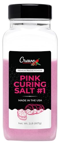 Crave Pink Curing Salt #1 2.0 LB JAR - Prague Powder, Instacure #1- Made in USA, Premium Cure for Sausage, Bacon, Ham, Jerky and Meat Preservation
