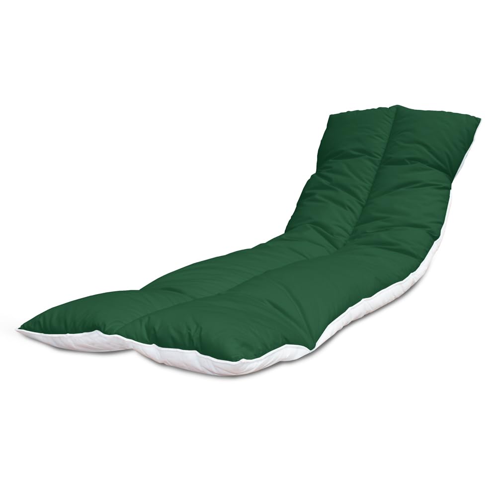 Lancashire Bedding Sun Lounger Cushion 190x60 cm Polycotton Comfy Recliner Garden Chair Pad with Elasticated Straps, Durable Outdoor Sunbed Replacement Cushion (Green, Pack of 1) โ image 1