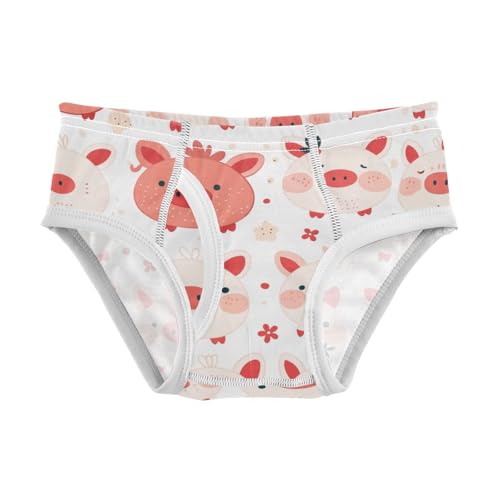 KLL Pig Cute Cartoon Red Toddler Boy Pure Cotton Briefs Underwear Breathable Children Undies