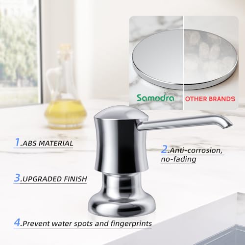 Distributeur de savon intégré pour évier cuisine flacon 481g chrome