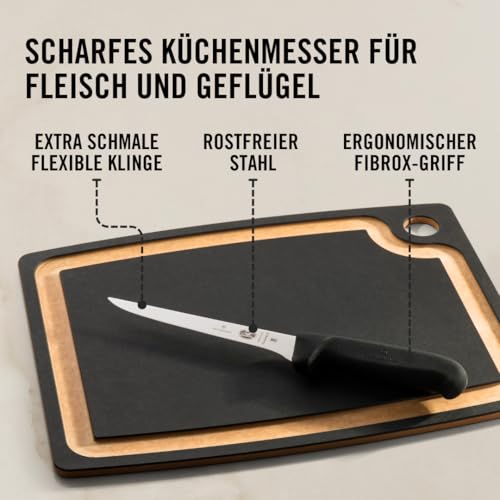 Victorinox Fibrox, Coltello per disossare, Coltello da Cucina Affilato, per Carne e Pollame, 15 cm, Lama Dritta, Rigido, Acciaio Inossidabile, Nero - immagine 4