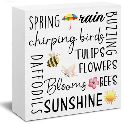 Spring Decor, Spring Quote Wooden Block Sign, Spring Decorations, Spring